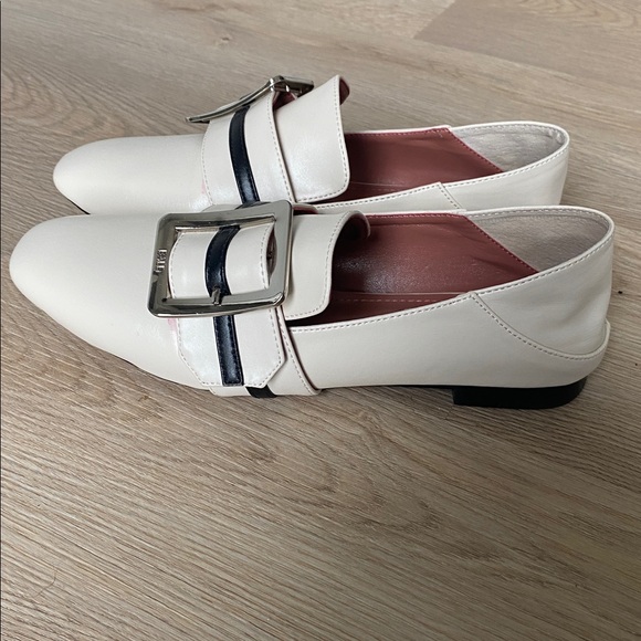 Bally Shoes - Bally Switzerland Cream Loafers with Buckle Detail